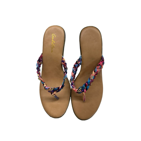 Women's Goldtoe Sandals, Size 7, Blue and Pink - Picture 1 of 9